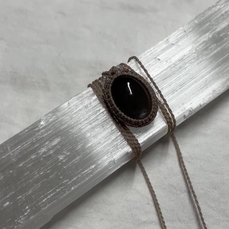 Twilight Gray Moonstone Clear Quartz Vintage Bohemian Raw Stone Macrame Necklace - 長項鍊 - 半寶石 灰色