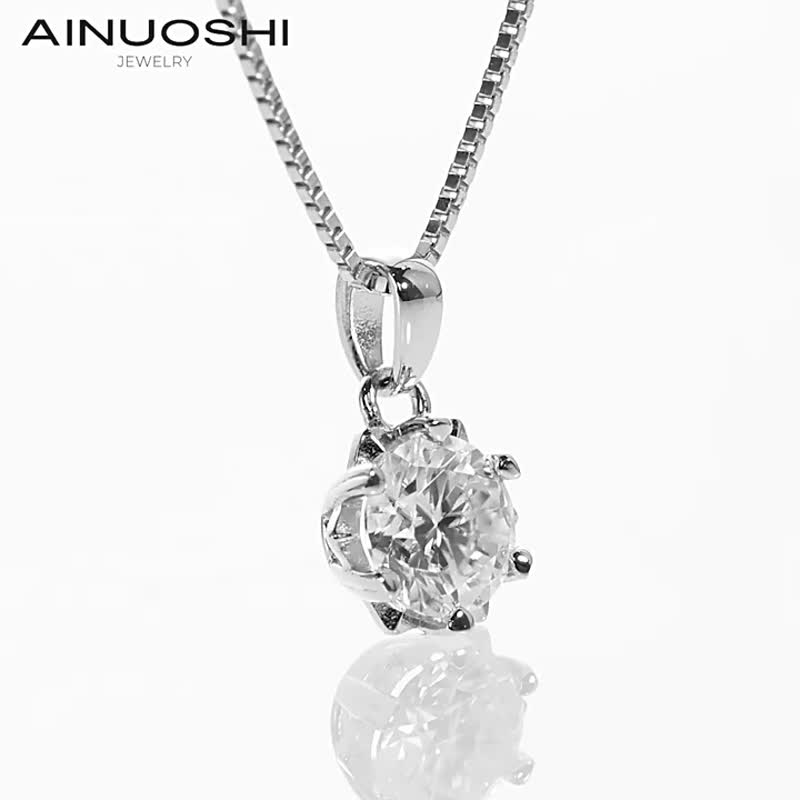 Moissanite D color VVS clarity 925 sterling silver necklace with bonus book--Couple jewelry emerald crystal - Necklaces - Diamond 