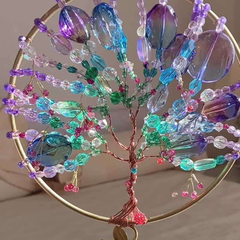 Beautiful Gradient Berry-Bearing Tree, Suncatcher, Wall Hanging, Stained Glass - Items for Display - Glass 