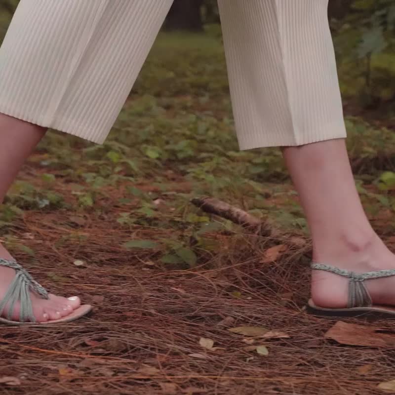 Hand-Woven Flat Rope Sandals for Women Slingwind Taupe รองเท้าเชือก - รองเท้าแตะ - ไนลอน สีนำ้ตาล