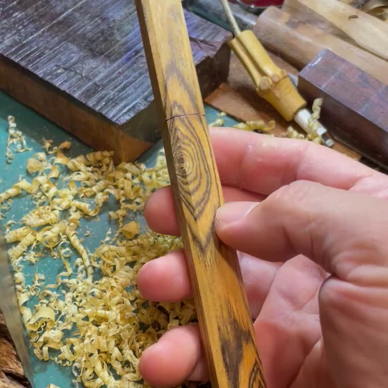 全木桿 墨西哥黃金檀 封端鋼珠筆 -純手削製作 - 鋼筆 - 木頭 橘色