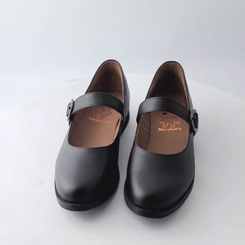 Full genuine leather Mary Jane doll shoes-Jianya black leather shoes - Women's Leather Shoes - Genuine Leather Black