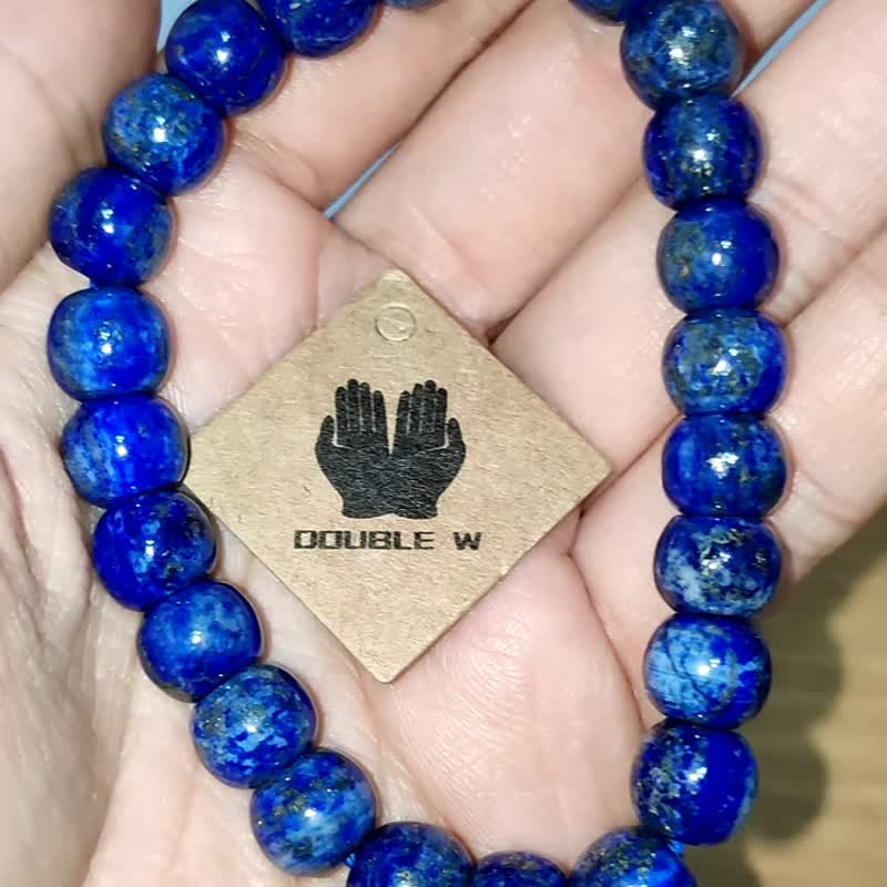 【訂製品】青金石 圓珠 阿富汗 7-15mm  Lazurite 手串 天然水晶 - 手鍊/手環 - 水晶 藍色