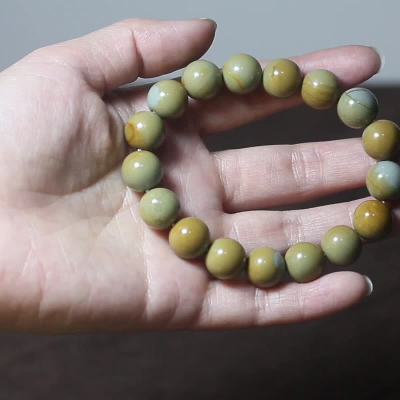 [Saturn] Men's single bracelet/Lucky Buddha beads bracelet/Natural yellow wax Stone/Safe and smooth - สร้อยข้อมือ - หยก สีเหลือง