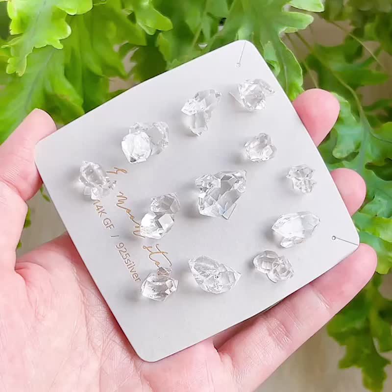 高頻能量 美國紐約雙生閃靈鑽項鍊 原始水晶 - 項鍊 - 水晶 白色