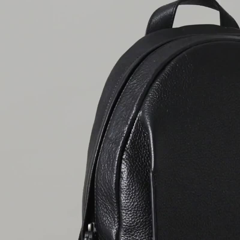Kazematou Arc Backpack-Charcoal Black - Backpacks - Genuine Leather Black