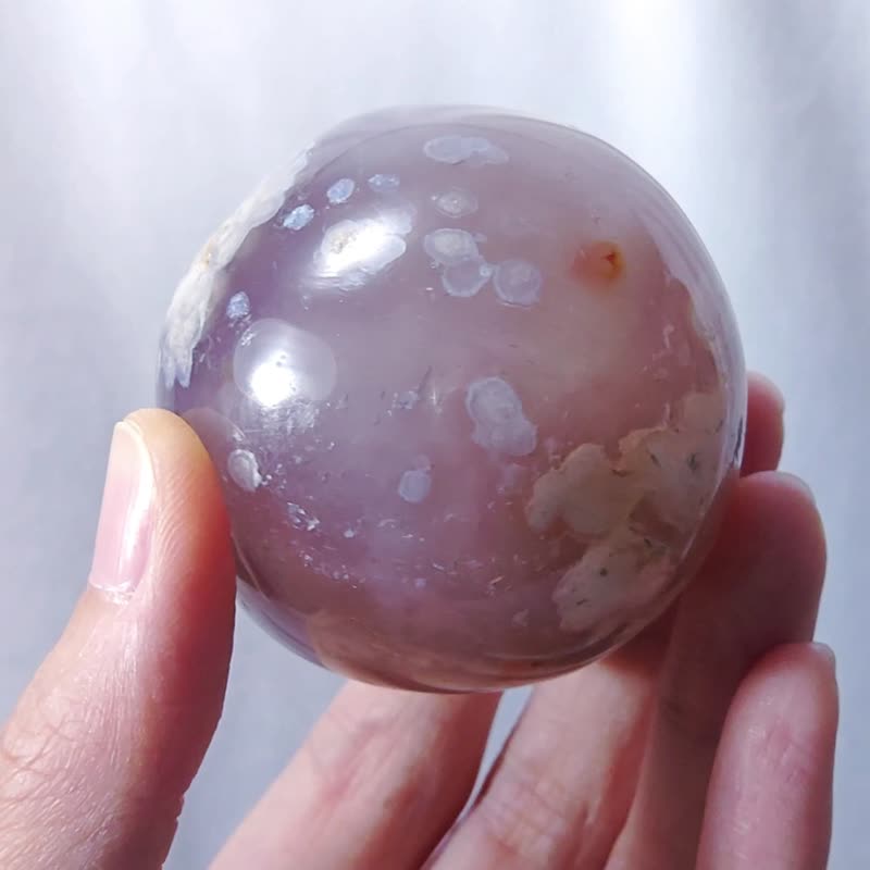 Rare cherry blossom agate micro-crystal hole, wealth and success, collection of ball Bing crystal ball ornaments - ของวางตกแต่ง - เครื่องเพชรพลอย สีแดง