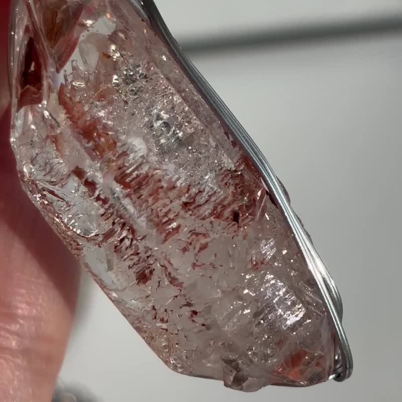 *冥想*療癒* 天然紅泥骸骨水晶 頸鏈 Skeletal Quartz - 頸鏈 - 水晶 咖啡色