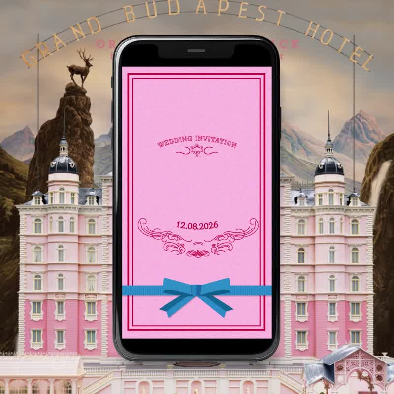 【客製】動態電子喜帖 - 布達佩斯大飯店 電子檔 出席統計 接急單 - 電子喜帖/賀卡/邀請函 - 其他材質 