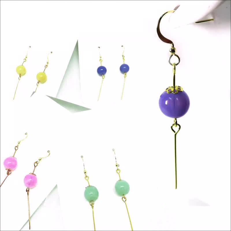 Splendid Style Dangle Gold plated Silver Diffuser Candy Earrings Glass Charm - Earrings & Clip-ons - Sterling Silver Multicolor