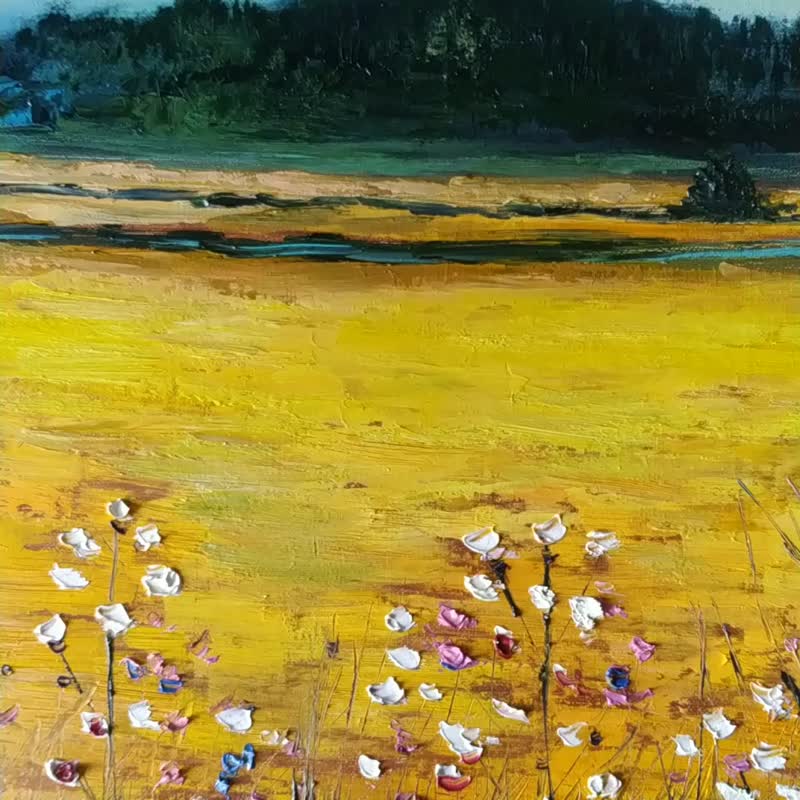 油絵 絵画 【Wild flowers】 ワイルドフラワー油絵オリジナルアート油畫原作風景画メドウ