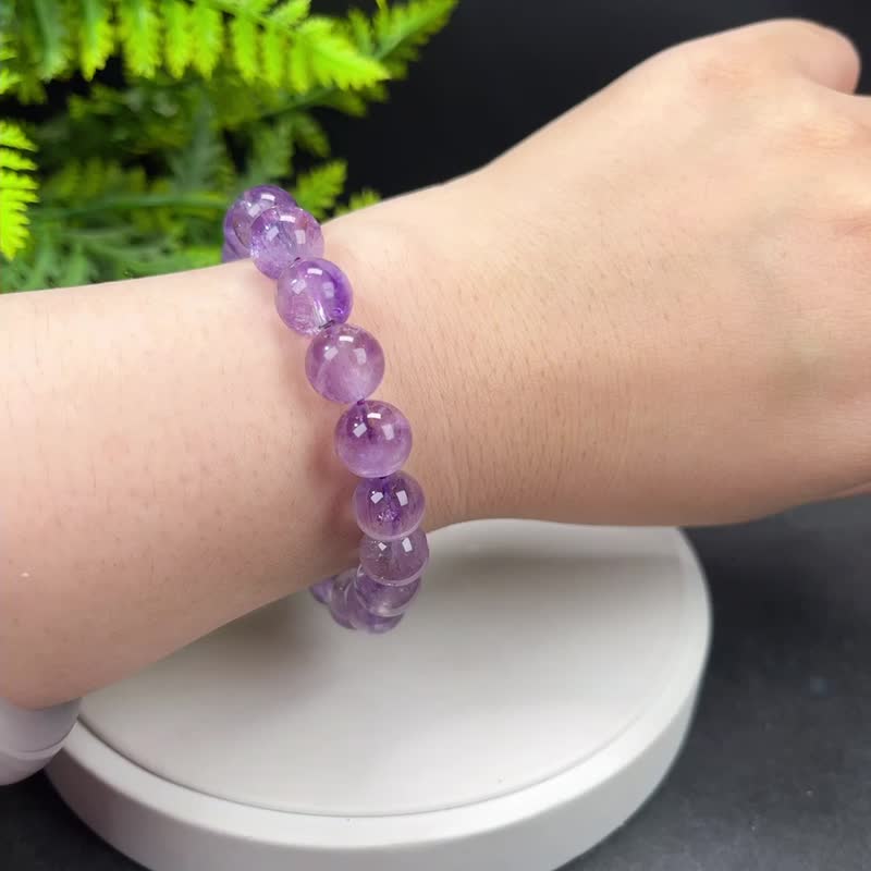 Natural super seven crystal bracelet 10.5mm ice transparent purple super energy seven crystal bracelet decompression balance coordination - Bracelets - Crystal Purple