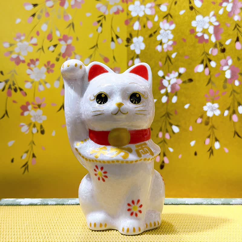 【桃晶聚財】日本清水燒招財貓 | 花結晶桃 - 千万両 - 擺飾/家飾品 - 瓷 粉紅色