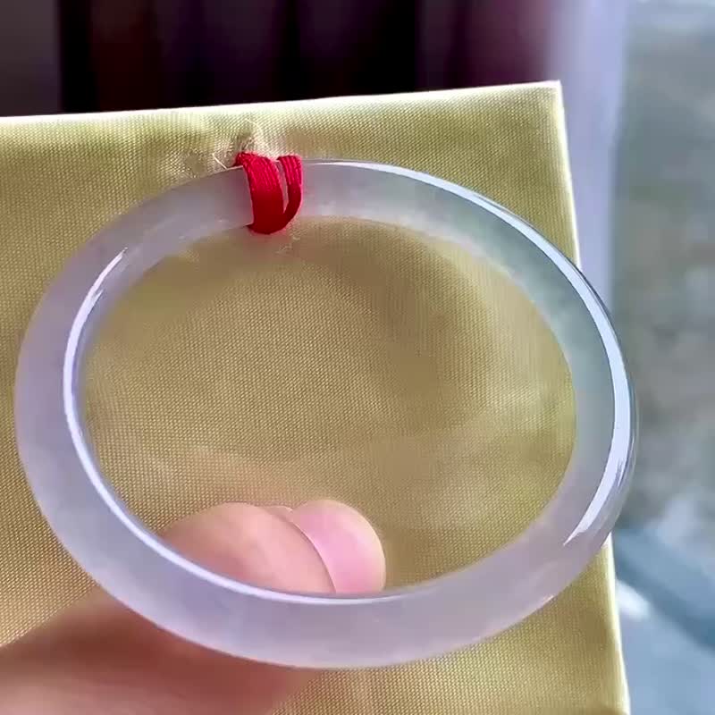 冰種 天然翡翠 緬甸 A玉 玉鐲 • 冰種翡翠貴妃鐲 - 手鍊/手環 - 玉石 粉紅色