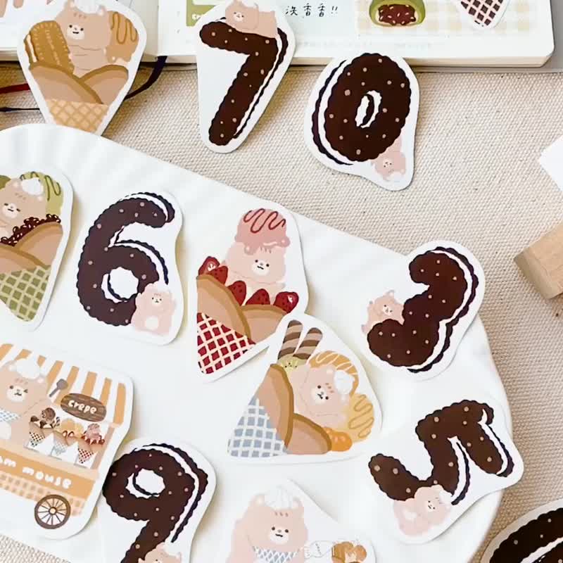 Butter Mouse Crepe Shop/Cookie Digital Sticker Set/2 Styles/Pocket Sticker - Stickers - Paper Brown