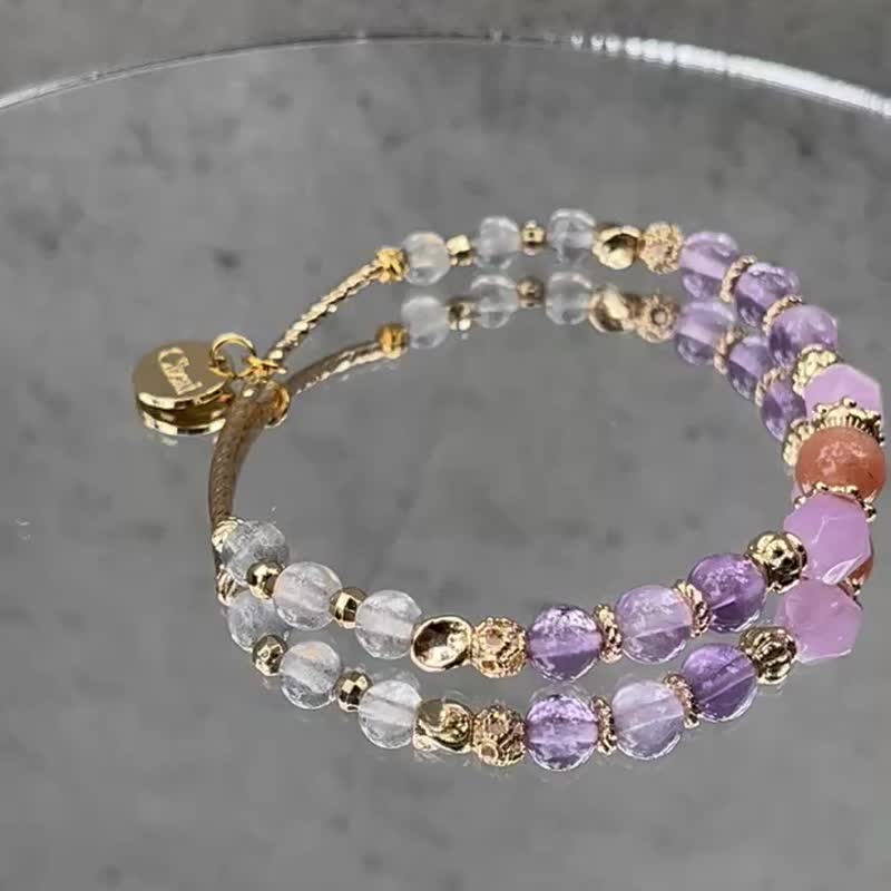 【轉運來】開運招財 紫水晶 橙月光石 拉長石 天然水晶手鏈 - 手鍊/手環 - 水晶 