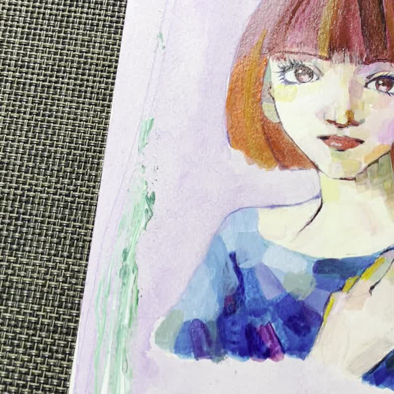 ソフトパステル水彩画 女性の肖像 多色使いアートインテリア 受注生産品】 ソフトパステル水彩画 女性の肖像 多色使いアート