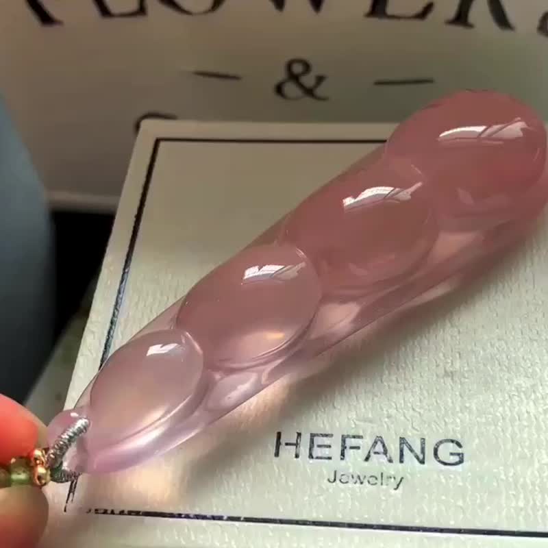 天然莫桑比剋星光粉晶四季豆吊墜 鎖骨鏈 招財進財 避邪 轉運 - 吊飾/掛飾 - 水晶 