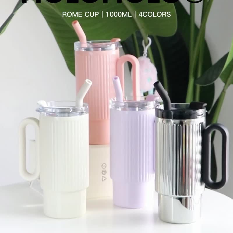 【HOLOHOLO】ROME CUP Large capacity straw Roman cup (1000ml / 4 colors) - Pitchers - Stainless Steel Multicolor