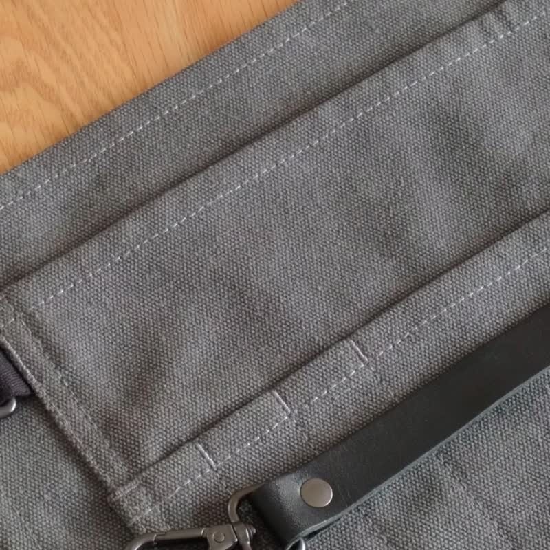 鹿造LUZAO 包款半身 帆布圍裙 可調節腰帶 鐵灰色 職人工作服 - 圍裙 - 棉．麻 