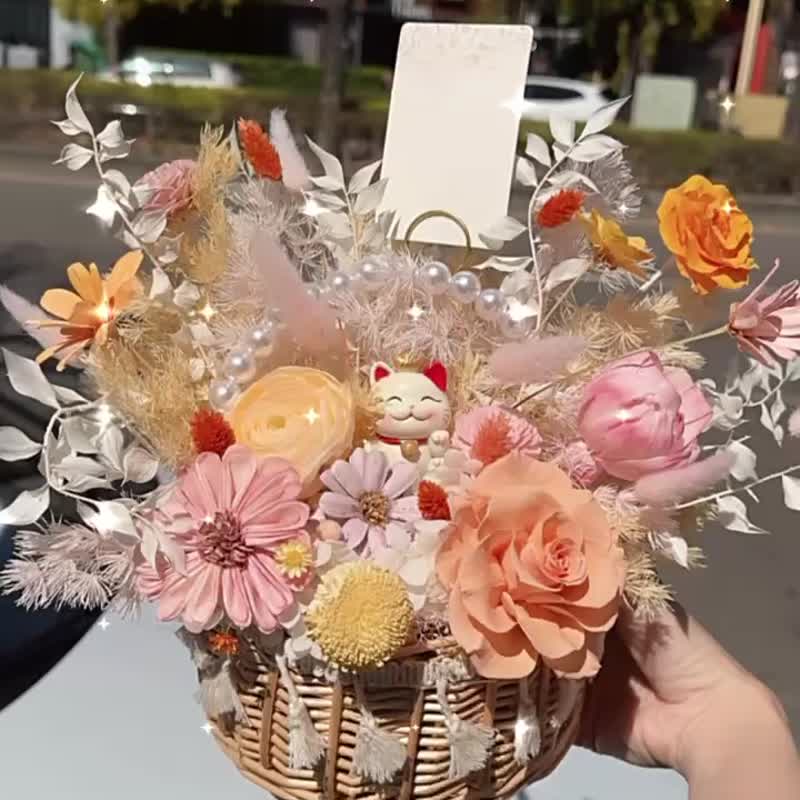 SeeYou • Bright Life Series Rose Preserved Flowers Opening Flower Basket - Dried Flowers & Bouquets - Plants & Flowers Orange