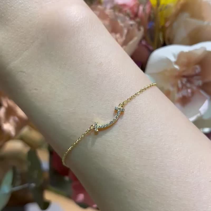 18k黃k金 閃亮亮真鑽微笑手鍊 8分 鑽石手鍊 - 手鍊/手環 - 鑽石 金色