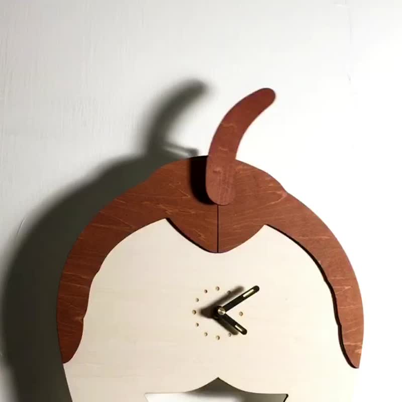 Handmade Wooden Cute Pet Clock Butt Dog - Clocks - Wood Brown