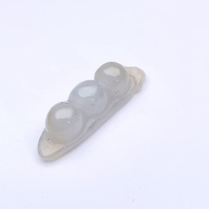冰種翡翠福豆吊飾 | 天然緬甸玉翡翠A貨 | 送禮 - 吊飾/掛飾 - 玉石 白色
