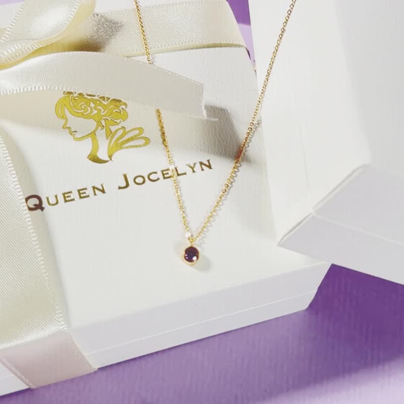 【禮物】紫晶紫 生日石 14K金色項鍊|幸運色|2月|10月 - 項鍊 - 不鏽鋼 金色