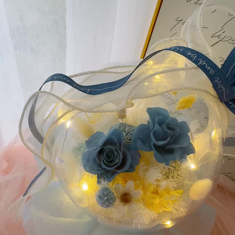 16吋光球抱抱桶永生花束| 星海之願~開幕/祝賀/升遷/生日 - 乾燥花/永生花 - 壓克力 