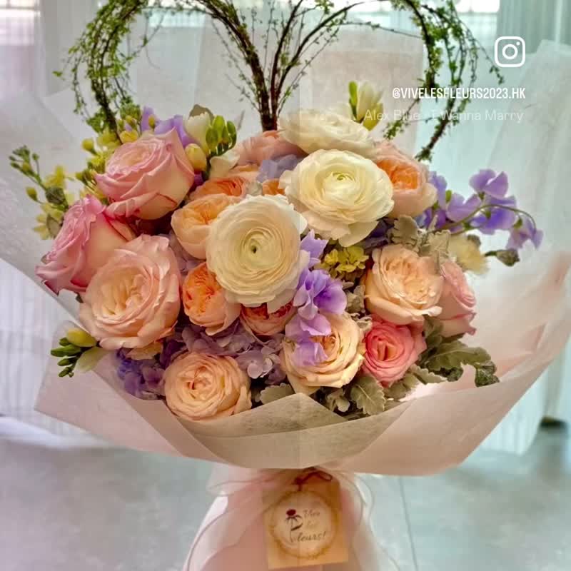 [Anniversary/Birthday/Proposal Bouquet] Imported garden rose extra large heart-shaped flower bouquet Christine - ตกแต่งต้นไม้ - พืช/ดอกไม้ หลากหลายสี