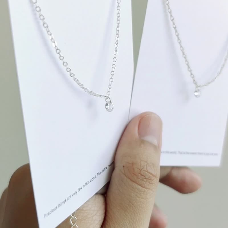 SV925/14KGF Dainty Swarovski Crystal Necklace, Diamond Cut, April - สร้อยคอทรง Collar - เพชร ขาว