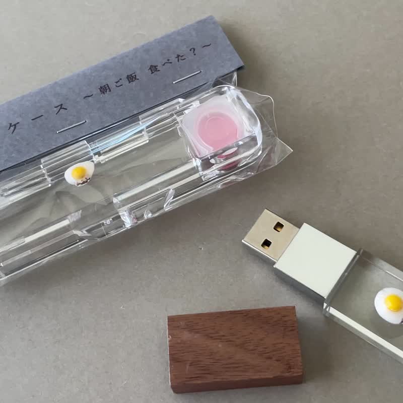 目玉焼き【ギフトセット】印鑑ケース & USBメモリー16GB - 印章/印台 - 水晶 透明