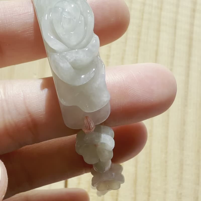 手工編織翡翠手鍊 — 花瓣輕吻 - 手鍊/手環 - 玉石 橘色