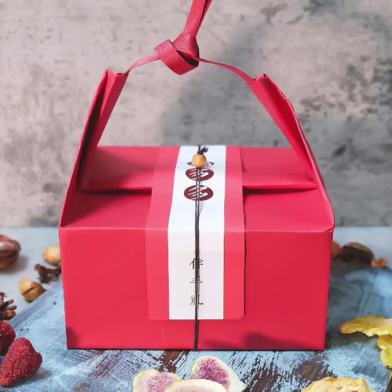 [Heguo] Simple and elegant dried fruit carrying box (red) - Dried Fruits - Other Materials White