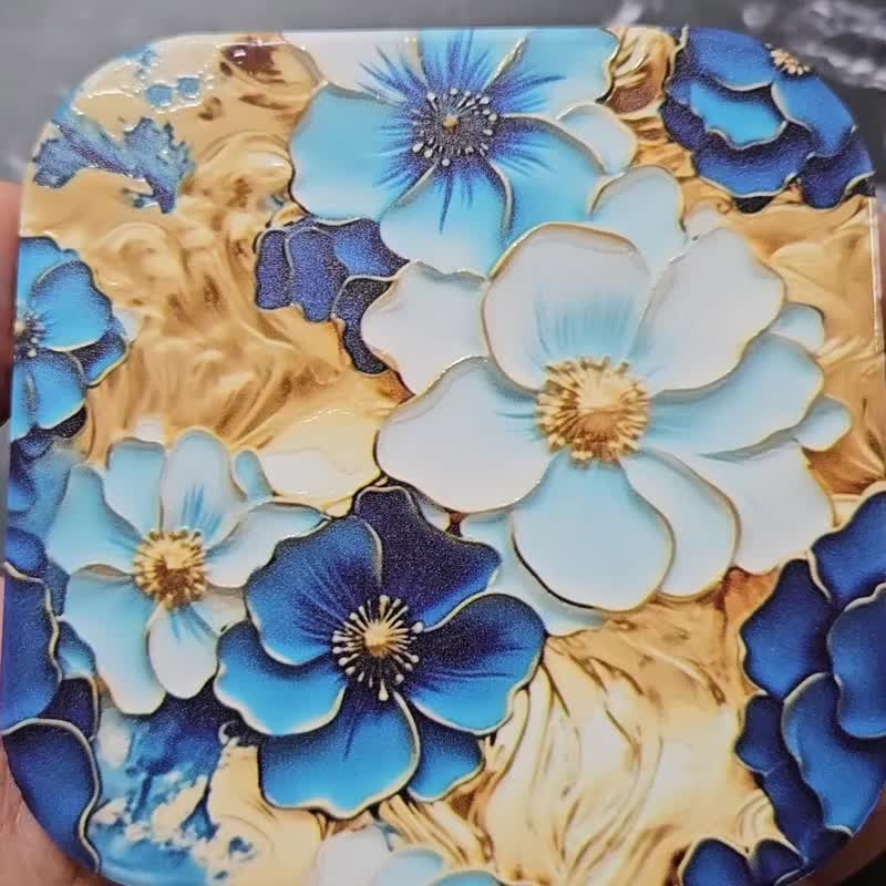 Flowers- Ceramic Coaster - Coasters - Pottery White