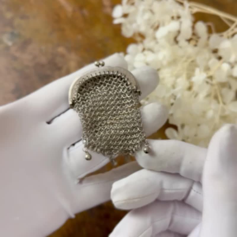 *50854-迷人法國古董800純銀網鍊小錢包 - 居家收納/收納盒/儲物盒 - 純銀 