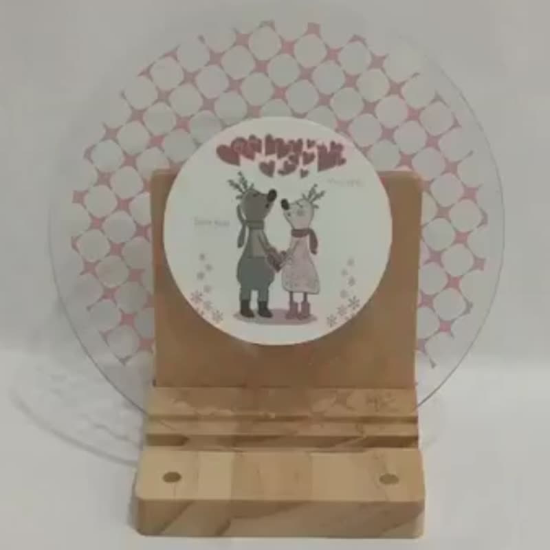 壓克力 LED 婚禮邀請卡 圓形粉白情侶麋鹿 含紙信封 結婚禮物 - 卡片/明信片 - 壓克力 粉紅色