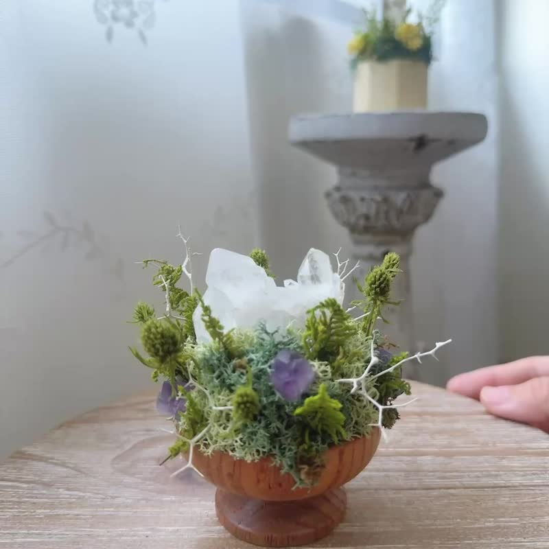白水晶簇-辦公室小物 消磁 夏日小刨冰。永生葉材綠植栽 - 盆栽/植栽 - 水晶 白色