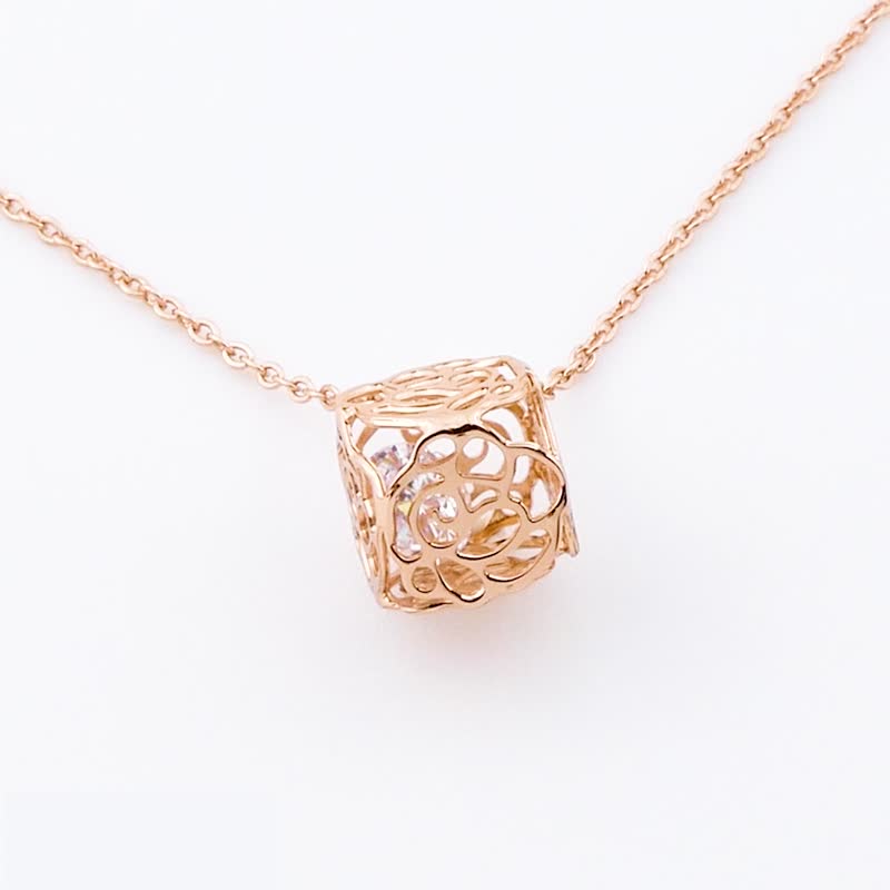 L'Amour Fleuri rose necklace classic rose series - Collar Necklaces - Rose Gold Gold