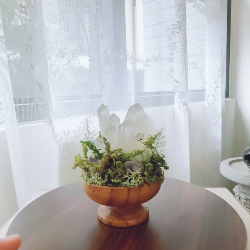 白水晶簇-辦公室小物 消磁 夏日小刨冰。永生葉材綠植栽 - 盆栽/植栽 - 水晶 白色