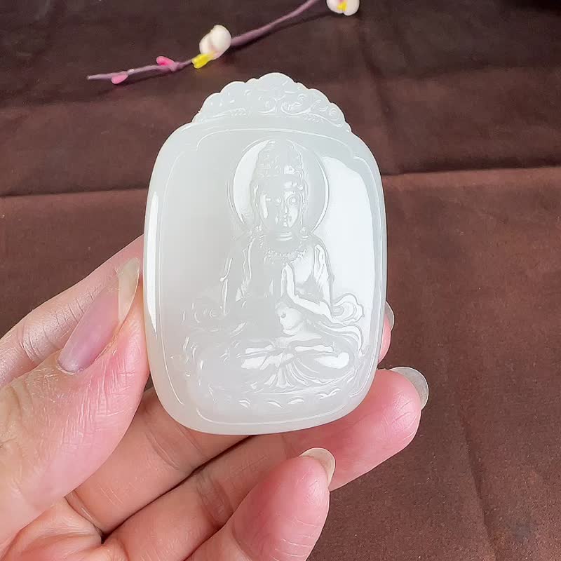 秒殺價 天然新疆和田玉羊脂玉觀音吊墜 - 吊飾/掛飾 - 玉石 