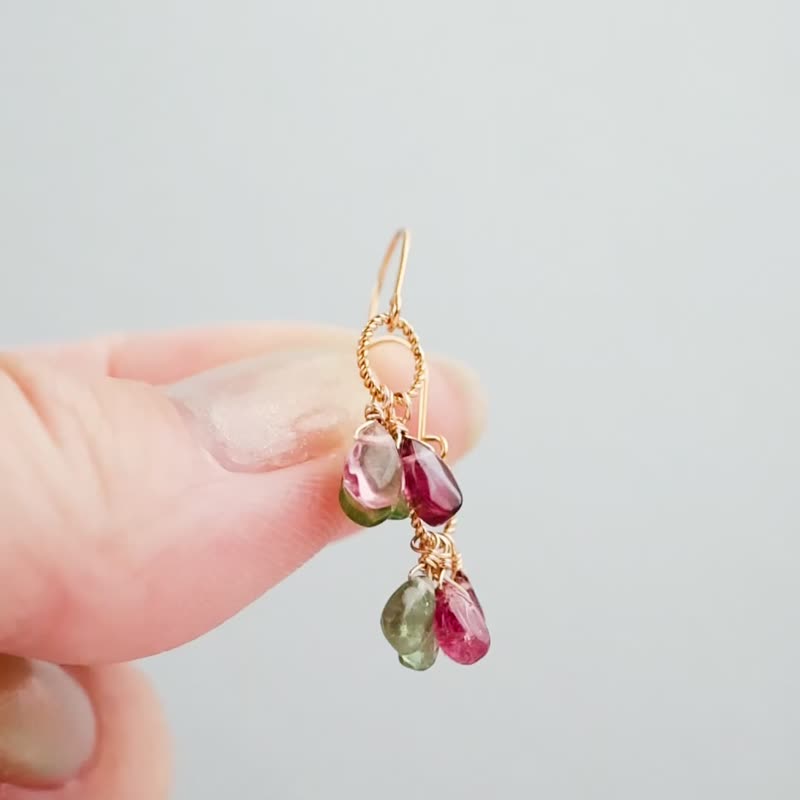 Tourmaline Clip-On Earrings Charm Quartet Series Simple - Earrings & Clip-ons - Stone Green