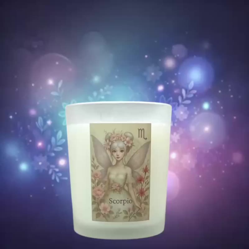 天蠍座 Scorpio 精靈香氛蠟燭 大豆蠟 精油香氣 療癒系 星座禮物 - 香氛蠟燭/燭台 - 其他材質 白色