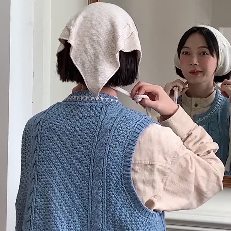odd maker單排扣鬱金香圖案針織無袖毛衣背心女百搭學院風馬甲 - 背心/無袖上衣 - 棉．麻 