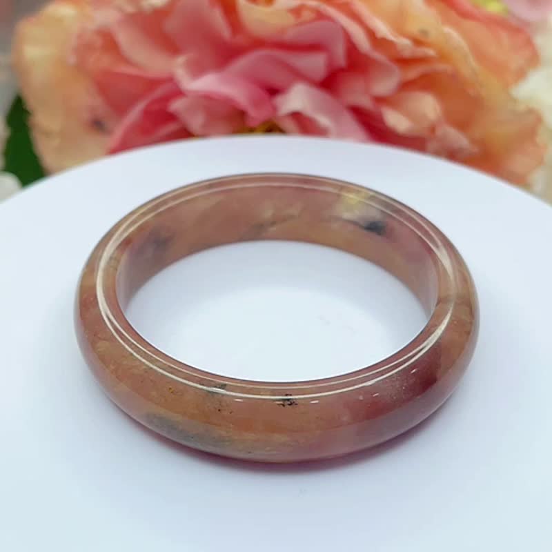 NO.117乾燥玫瑰色紫羅蘭 52 MM 圈口金絲玉 新疆料冰潤 平安鐲 - 手鍊/手環 - 玉石 多色
