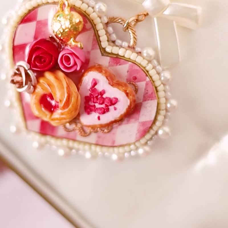 ティーポットがかわいい、薔薇のお茶会のネックレス/レッド - 長項鍊 - 樹脂 紅色
