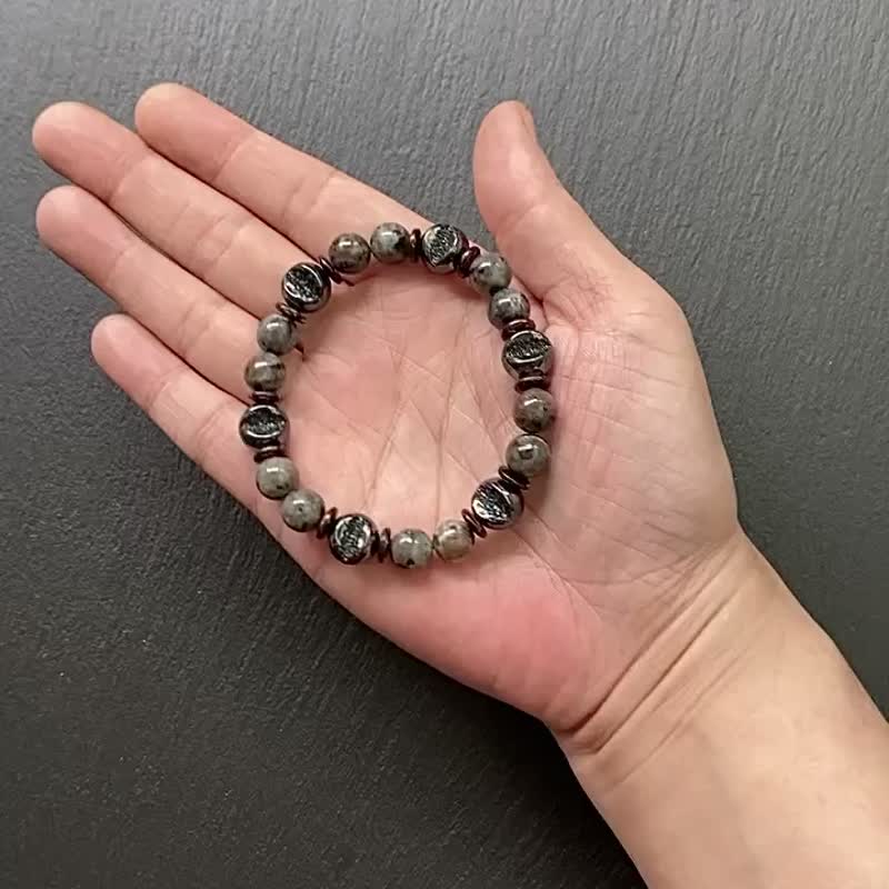 招財聚財 凝神定心開發智慧-黑膽石開口笑x火焰石x椰殼天然石手鍊 - 手鍊/手環 - 水晶 多色