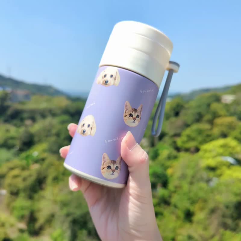 客製化照片手繪畢業禮物 不鏽鋼保溫瓶 冰霸杯 車用水壺 - 保溫瓶/保溫杯 - 不鏽鋼 白色