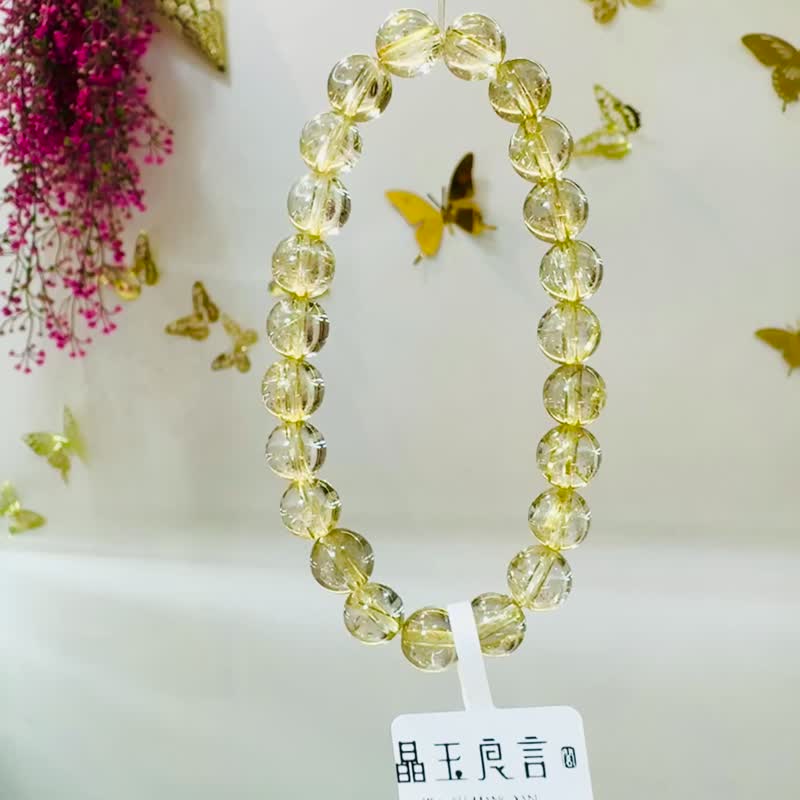 天然輕透料黃金細髮鈦金鈦晶7.8-8.3mm17.44g旺事業招財陽氣 - 手鍊/手環 - 水晶 金色